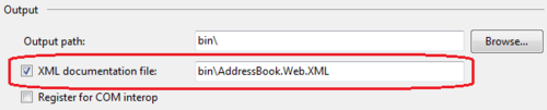 Enabling XML comments in project properties