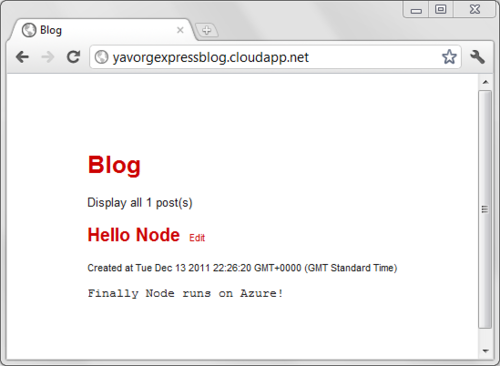 A Node/Express blog on Azure